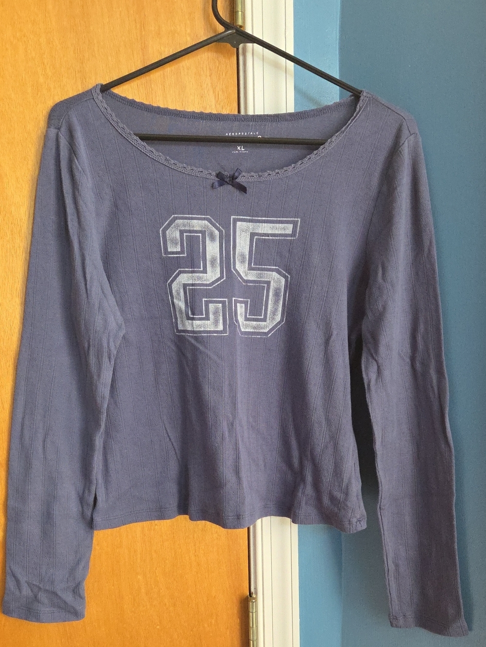 Aeropostale Navy Long Sleeve Tee with '25' Graphic